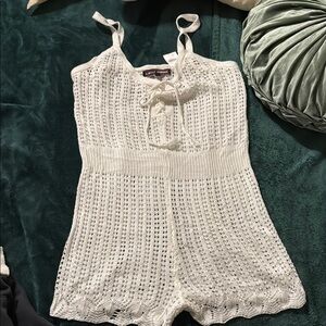 Bathing suit White Crochet One Piece cover up